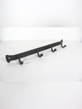 Vintage Forged Iron Wall Rack with Hooks